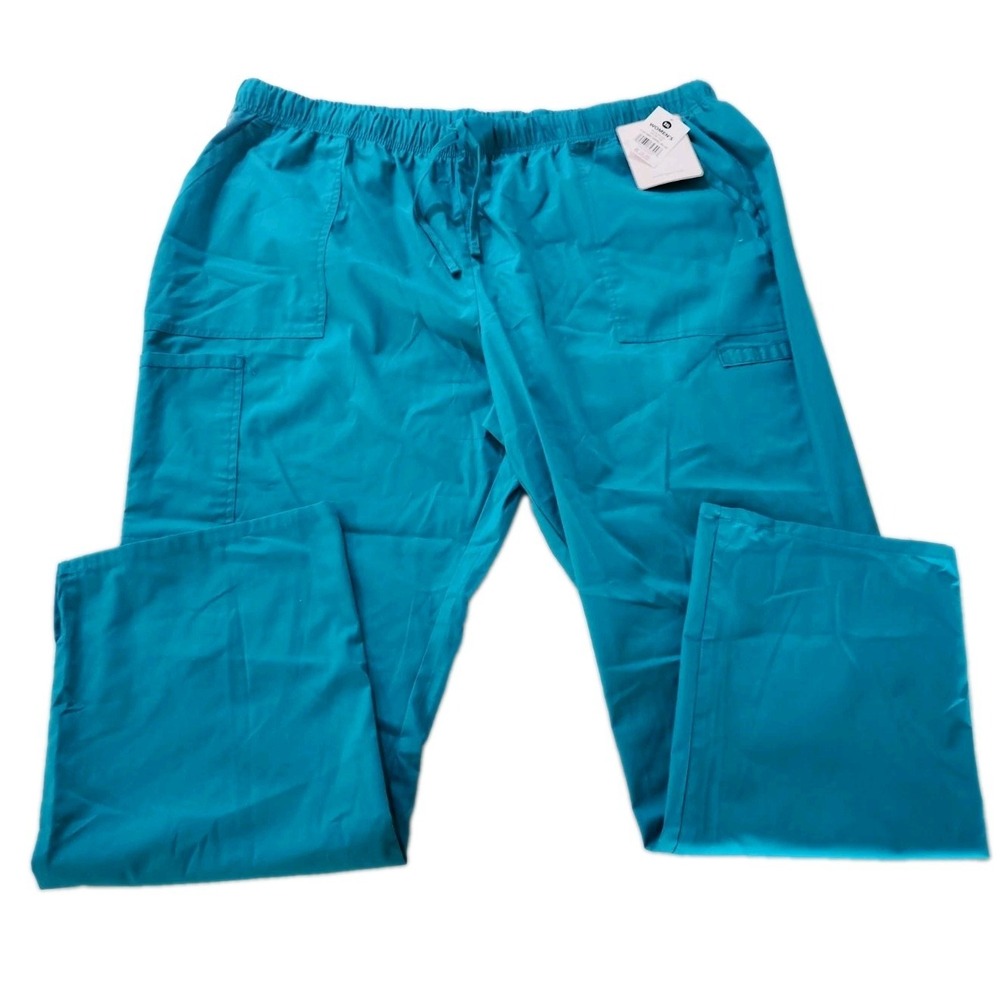 RX Gear Pants 3XL Teal Stretch Drawstring-Waist Cargo Scrub Pants NEW w TAGS